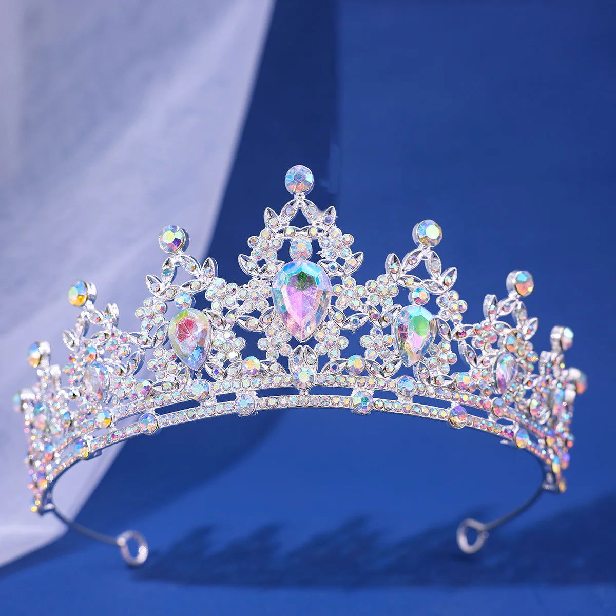 Luxury Elegant AB Crystal Crown Hair Accessories Tiara For Women Party Red Purple Rhinestone Bridal Crown New Hair Jewelry - Slobuy