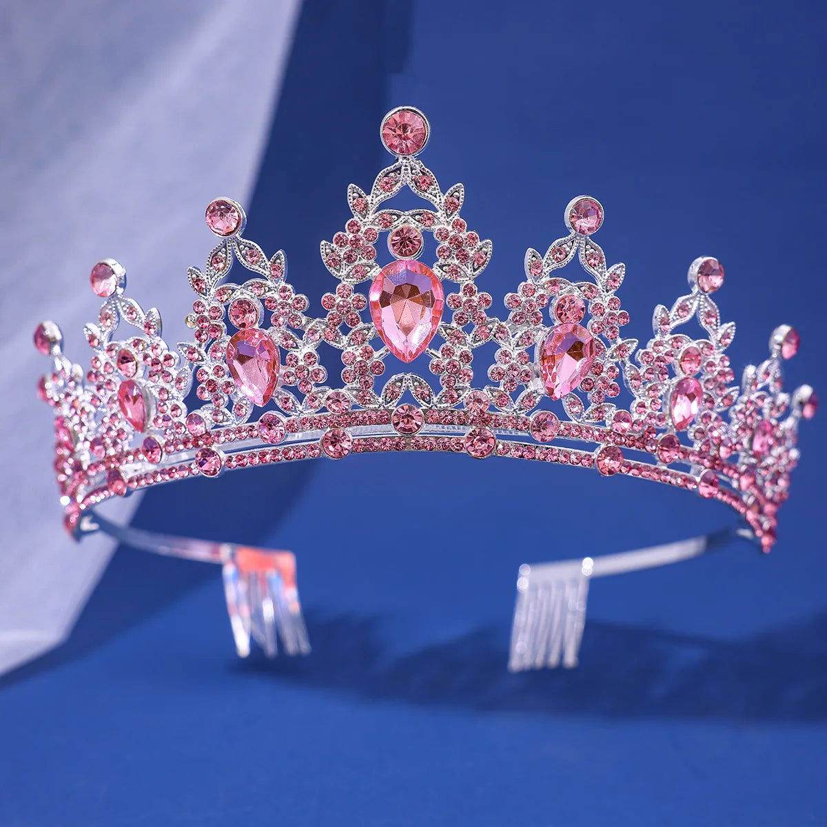 Luxury Elegant AB Crystal Crown Hair Accessories Tiara For Women Party Red Purple Rhinestone Bridal Crown New Hair Jewelry - Slobuy