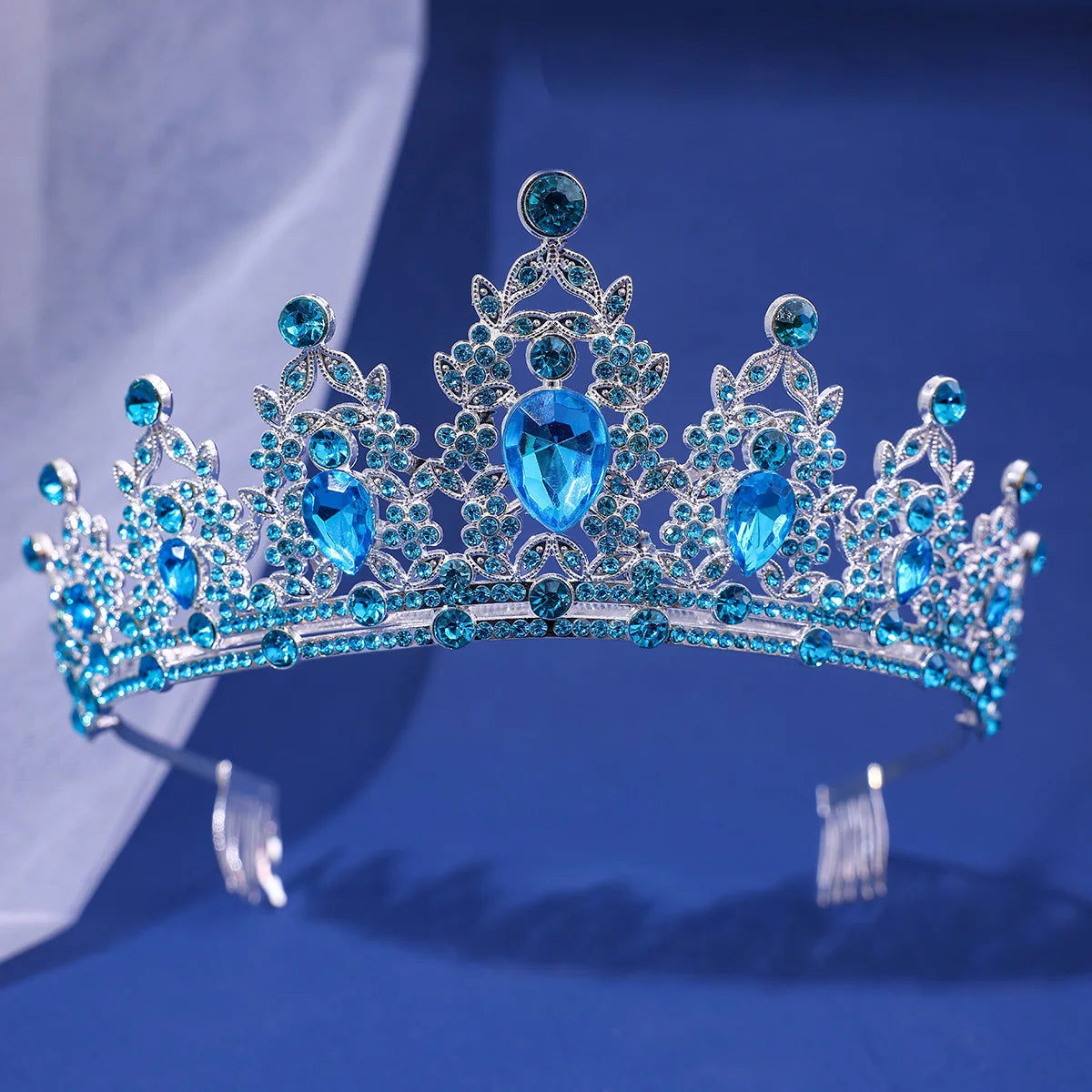 Luxury Elegant AB Crystal Crown Hair Accessories Tiara For Women Party Red Purple Rhinestone Bridal Crown New Hair Jewelry - Slobuy