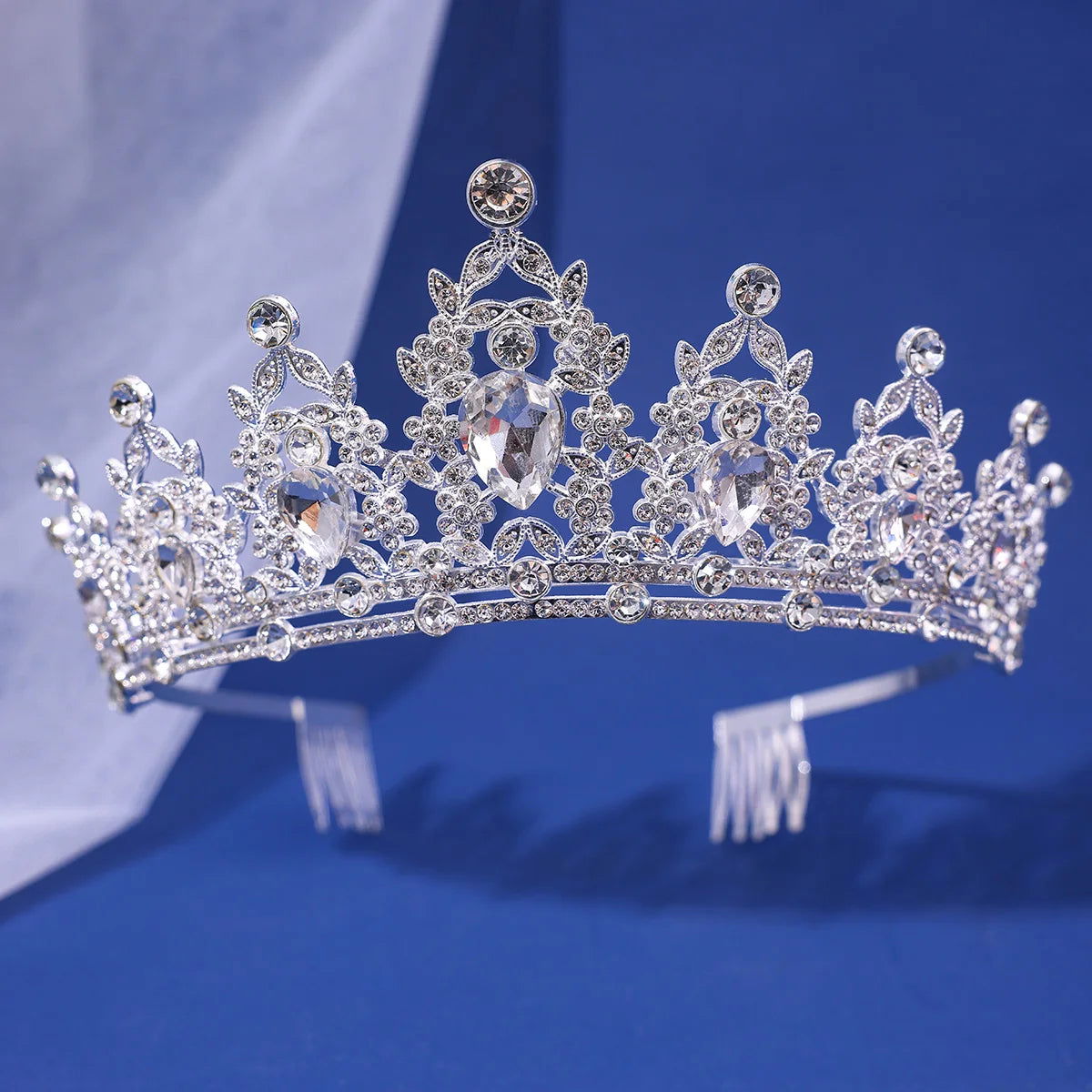 Luxury Elegant AB Crystal Crown Hair Accessories Tiara For Women Party Red Purple Rhinestone Bridal Crown New Hair Jewelry - Slobuy