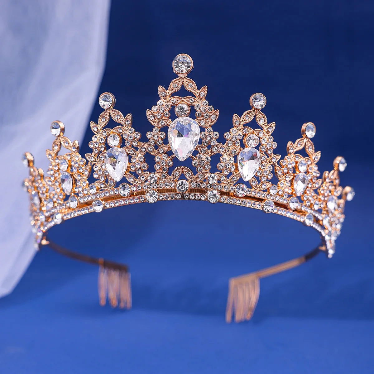 Luxury Elegant AB Crystal Crown Hair Accessories Tiara For Women Party Red Purple Rhinestone Bridal Crown New Hair Jewelry - Slobuy