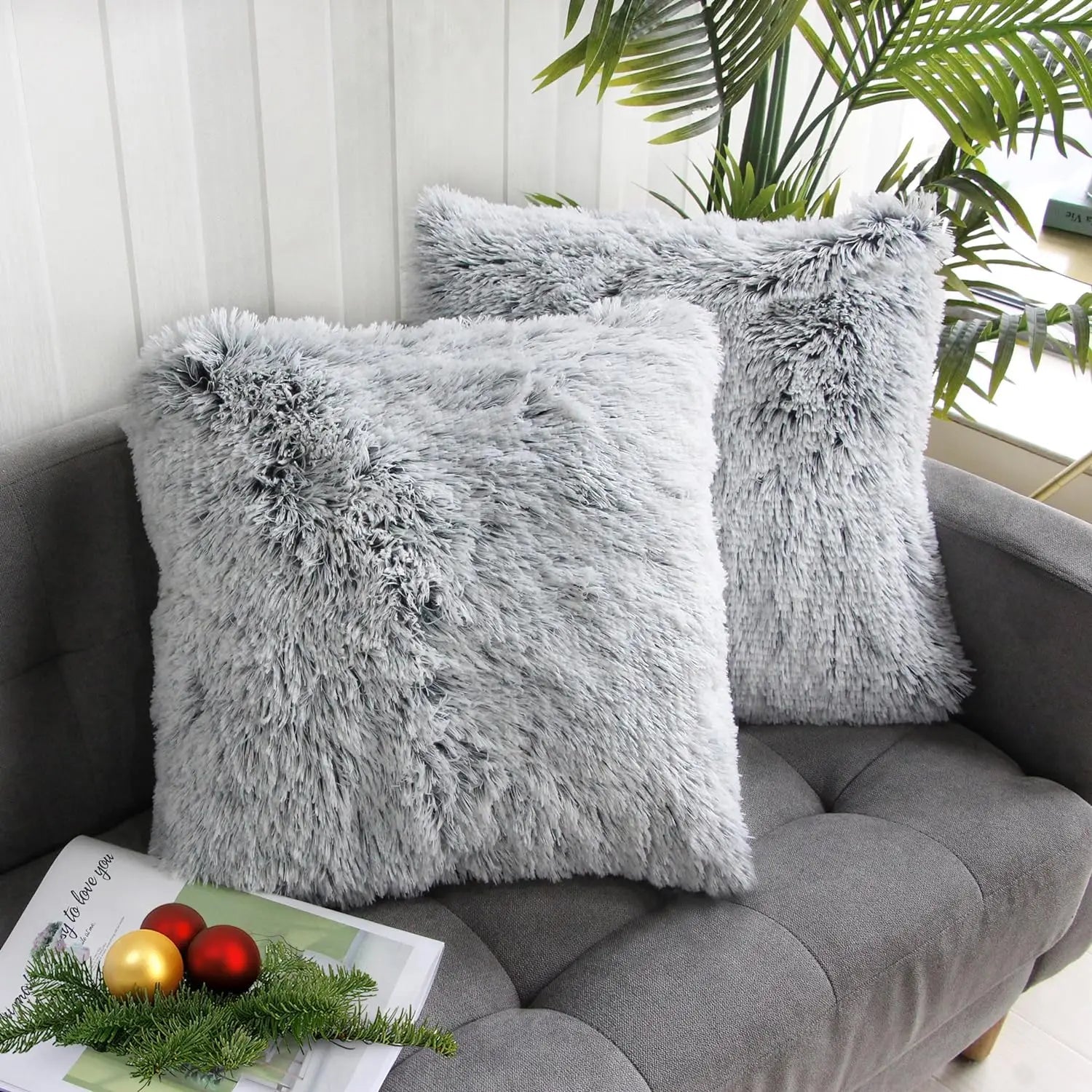 Luxury Faux Fur Throw Pillow Cover Super Soft Cushion Case for Sofa Bed  Living Room Fluffy Cushion Cover 45x45 CM Home Decro - Slobuy