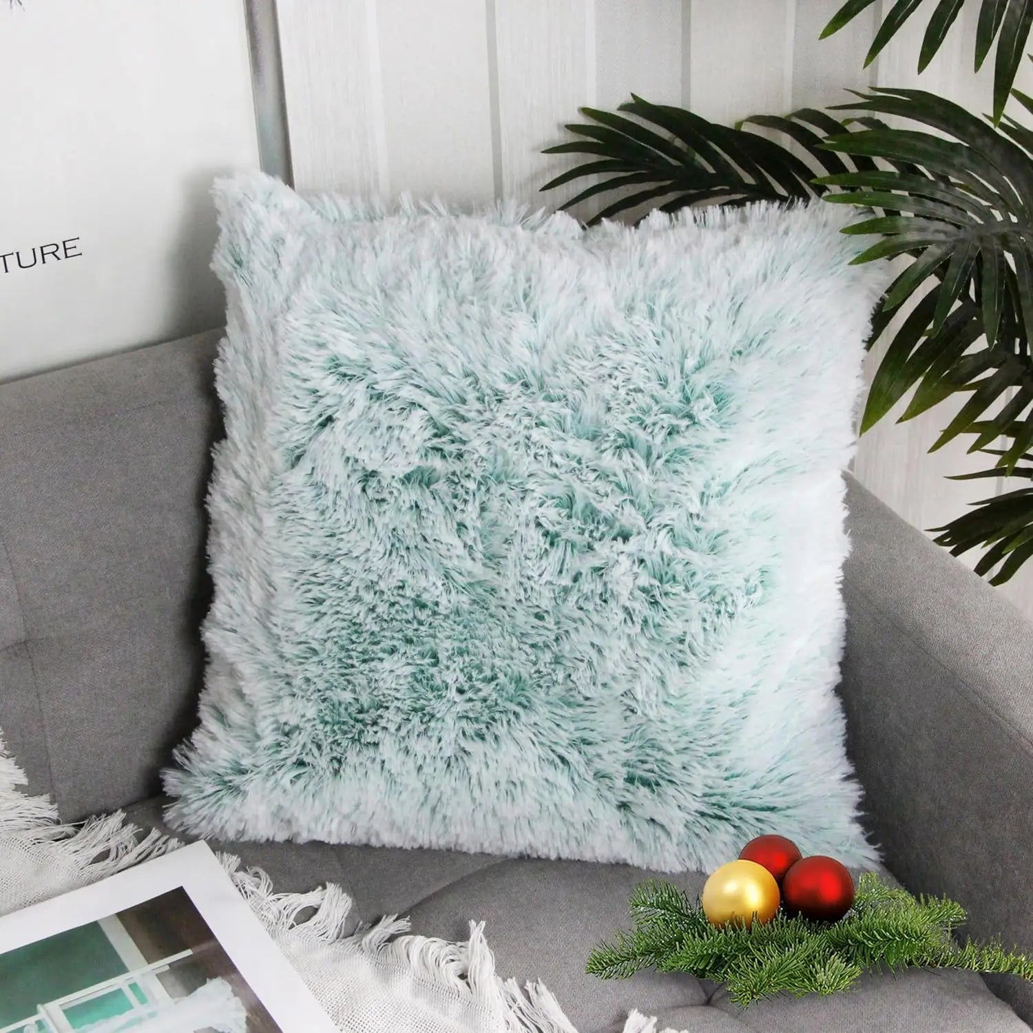 Luxury Faux Fur Throw Pillow Cover Super Soft Cushion Case for Sofa Bed  Living Room Fluffy Cushion Cover 45x45 CM Home Decro - Slobuy