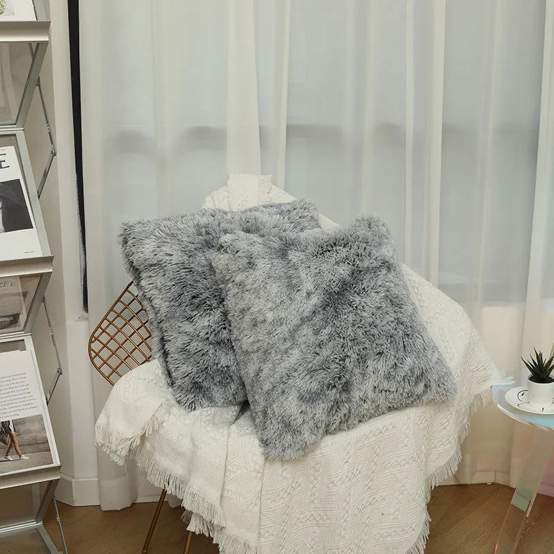 Luxury Faux Fur Throw Pillow Cover Super Soft Cushion Case for Sofa Bed  Living Room Fluffy Cushion Cover 45x45 CM Home Decro - Slobuy