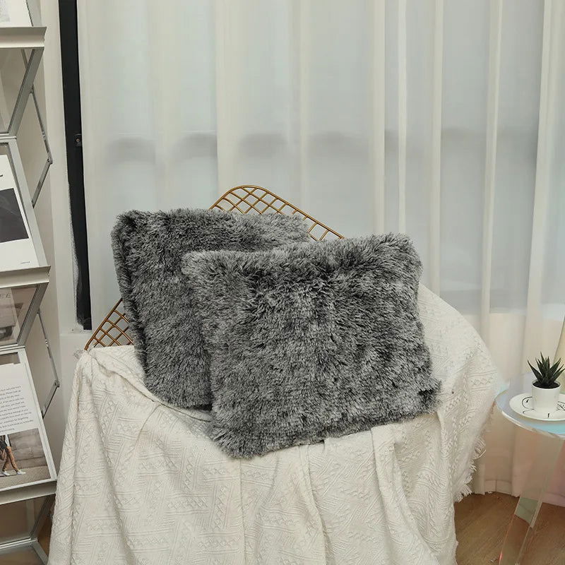 Luxury Faux Fur Throw Pillow Cover Super Soft Cushion Case for Sofa Bed  Living Room Fluffy Cushion Cover 45x45 CM Home Decro - Slobuy