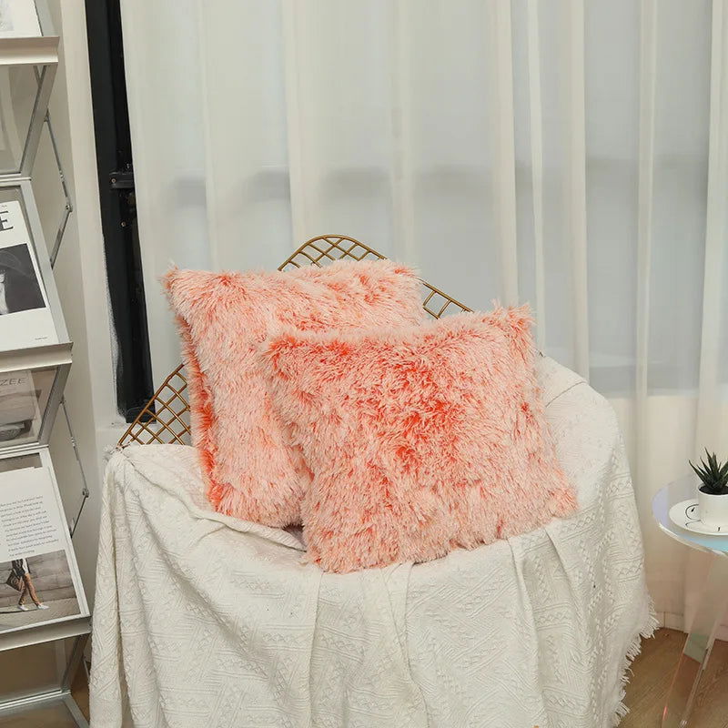 Luxury Faux Fur Throw Pillow Cover Super Soft Cushion Case for Sofa Bed  Living Room Fluffy Cushion Cover 45x45 CM Home Decro - Slobuy