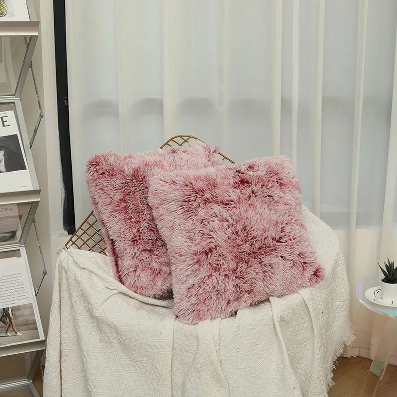 Luxury Faux Fur Throw Pillow Cover Super Soft Cushion Case for Sofa Bed  Living Room Fluffy Cushion Cover 45x45 CM Home Decro - Slobuy