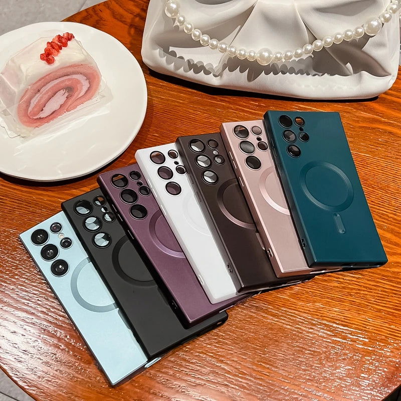 Luxury For Magsafe Phone Cases For Samsung Galaxy S23 S22 S21 Ultra FE Plus Magnetic Soft Case Lens Protection Cover Accessories - Slobuy