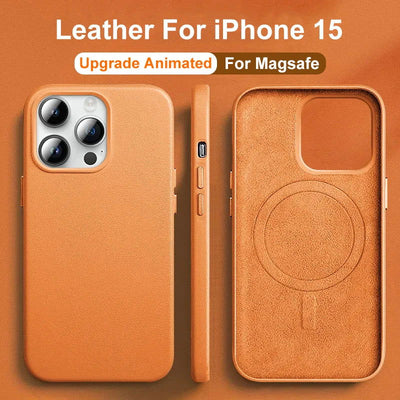 Luxury Leather For Magsafe Magnetic Case For iPhone 15 14 13 Pro Max Plus Mini With Animation Charging Phone Cases Accessories - Slobuy