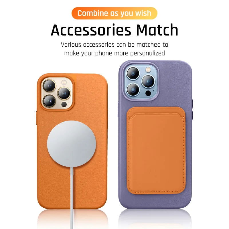 Luxury Leather Magnetic Case For iPhone 15 14 13 Pro Max Plus Mini For Magsafe Wireless Charging With Animation Phone Accessorie - Slobuy