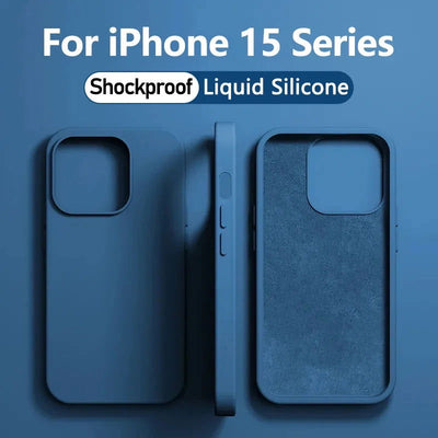 Luxury Liquid Silicone Case For iPhone 11 13 12 14 15 Pro Max 8 Plus Mini Phone Cases X XR XS Shockproof Soft Cover Accessories - Slobuy