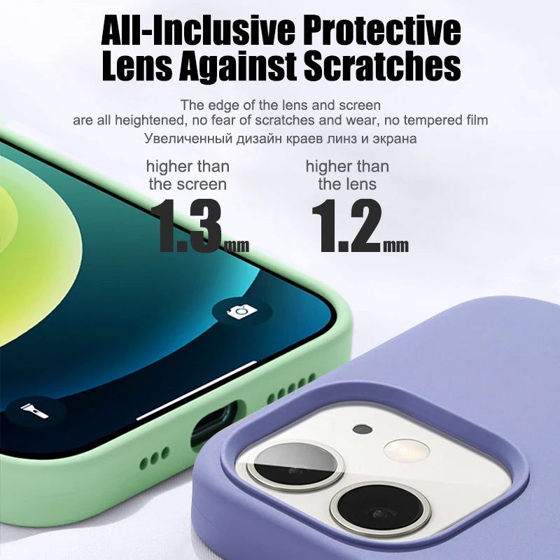 Luxury Liquid Silicone Case For iPhone 11 13 12 14 15 Pro Max 8 Plus Mini Phone Cases X XR XS Shockproof Soft Cover Accessories - Slobuy