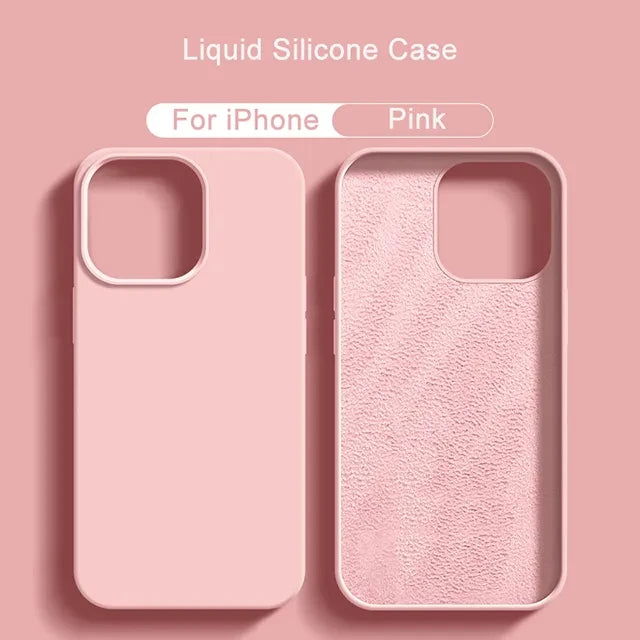 Luxury Liquid Silicone Case For iPhone 11 13 12 14 15 Pro Max 8 Plus Mini Phone Cases X XR XS Shockproof Soft Cover Accessories - Slobuy