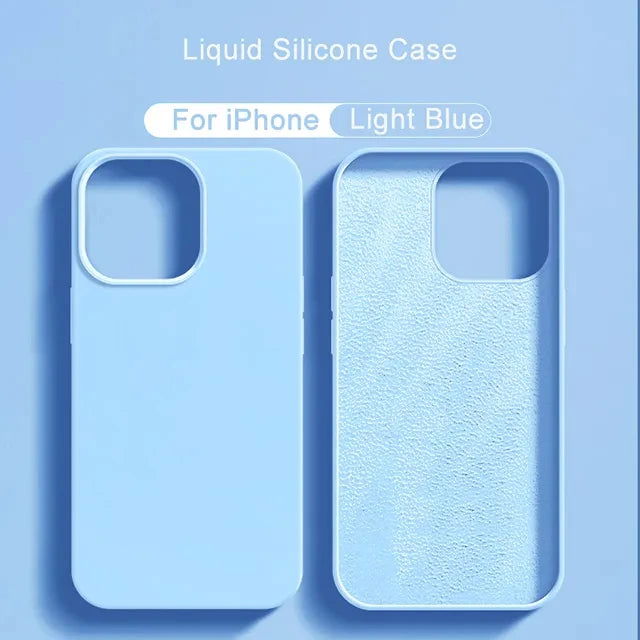 Luxury Liquid Silicone Case For iPhone 11 13 12 14 15 Pro Max 8 Plus Mini Phone Cases X XR XS Shockproof Soft Cover Accessories - Slobuy