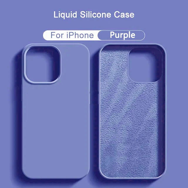 Luxury Liquid Silicone Case For iPhone 11 13 12 14 15 Pro Max 8 Plus Mini Phone Cases X XR XS Shockproof Soft Cover Accessories - Slobuy