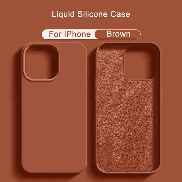 Luxury Liquid Silicone Case For iPhone 11 13 12 14 15 Pro Max 8 Plus Mini Phone Cases X XR XS Shockproof Soft Cover Accessories - Slobuy