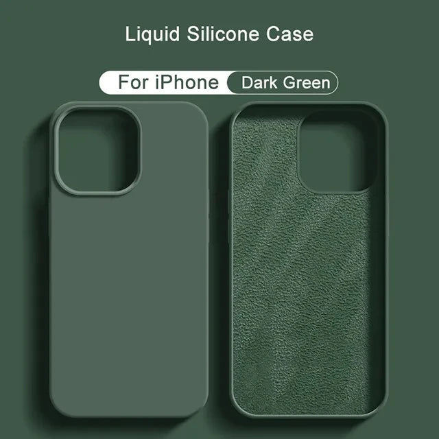 Luxury Liquid Silicone Case For iPhone 11 13 12 14 15 Pro Max 8 Plus Mini Phone Cases X XR XS Shockproof Soft Cover Accessories - Slobuy