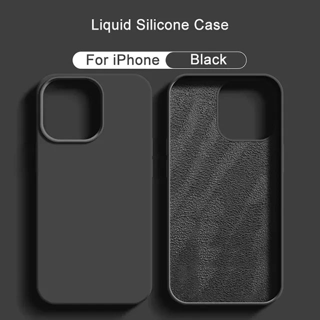 Luxury Liquid Silicone Case For iPhone 11 13 12 14 15 Pro Max 8 Plus Mini Phone Cases X XR XS Shockproof Soft Cover Accessories - Slobuy