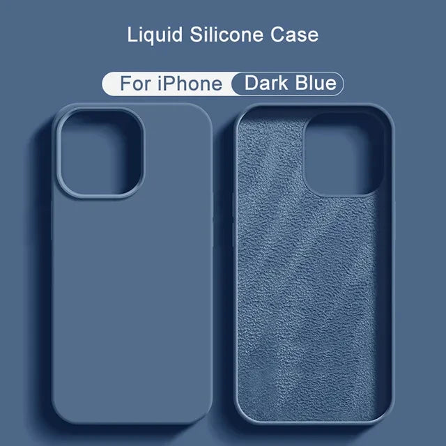 Luxury Liquid Silicone Case For iPhone 11 13 12 14 15 Pro Max 8 Plus Mini Phone Cases X XR XS Shockproof Soft Cover Accessories - Slobuy