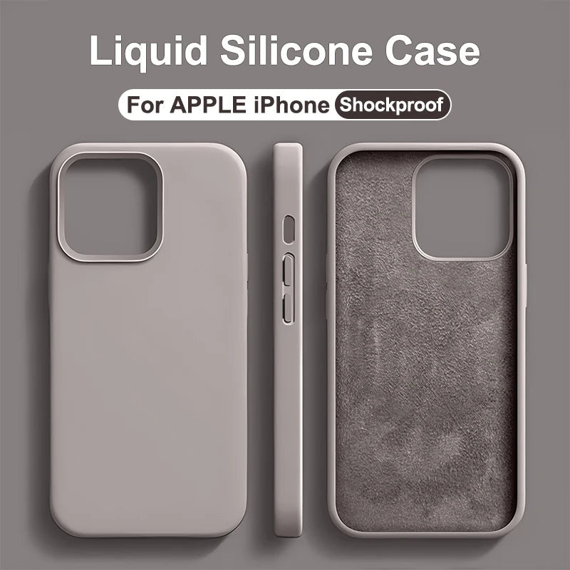 Luxury Liquid Silicone Phone Case For APPLE iPhone 11 13 12 14 15 Pro Max Cases For iPhone 15 Plus Shockproof Protective Cover - Slobuy