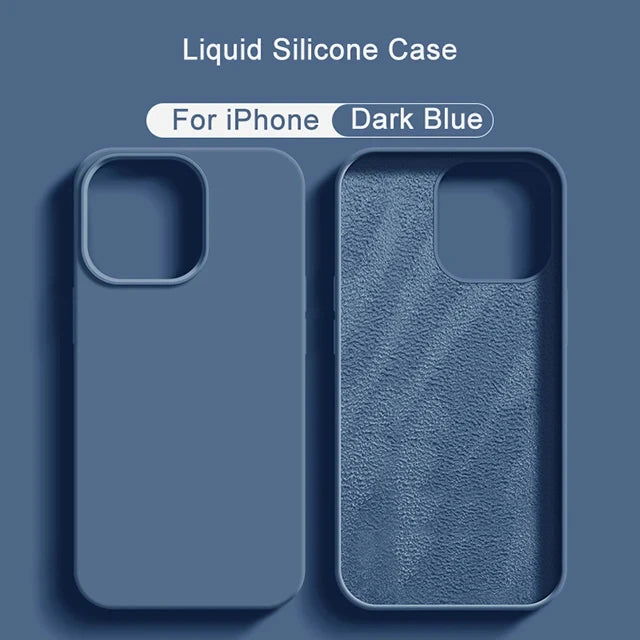 Luxury Liquid Silicone Phone Case For APPLE iPhone 11 13 12 14 15 Pro Max Cases For iPhone 15 Plus Shockproof Protective Cover - Slobuy