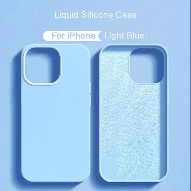 Luxury Liquid Silicone Phone Case For APPLE iPhone 11 13 12 14 15 Pro Max Cases For iPhone 15 Plus Shockproof Protective Cover - Slobuy