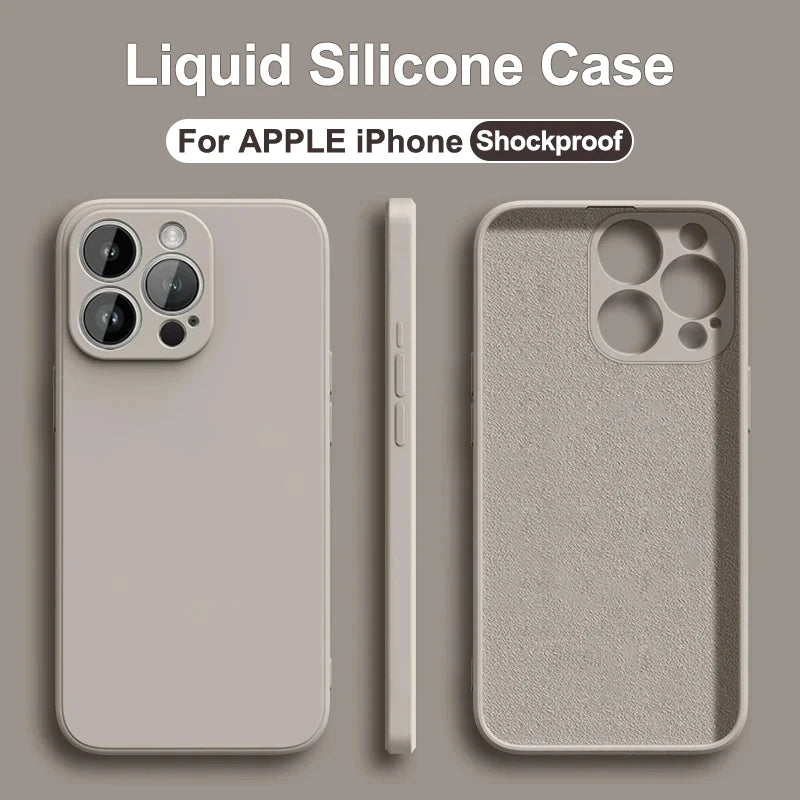Luxury Liquid Silicone Phone Case For iPhone 11 13 12 14 15 Pro Max Cases Shockproof Back Cover For iPhone 15 Plus Accessories - Slobuy