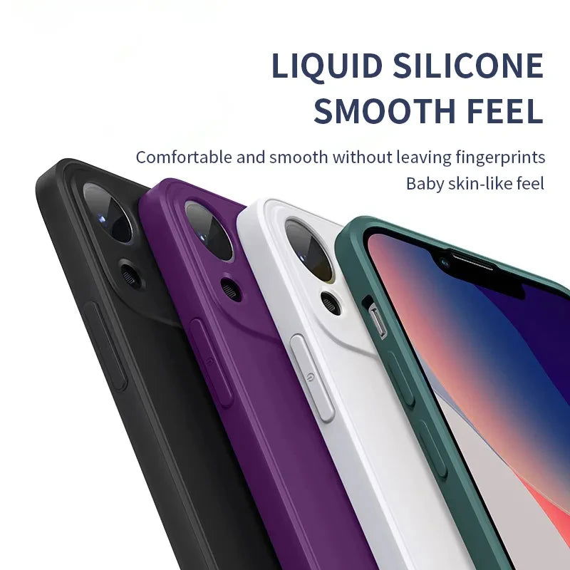 Luxury Liquid Silicone Phone Case For iPhone 11 13 12 14 15 Pro Max Cases Shockproof Back Cover For iPhone 15 Plus Accessories - Slobuy