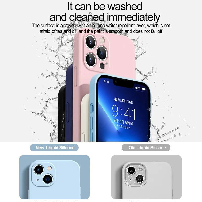 Luxury Liquid Silicone Phone Case For iPhone 11 13 12 14 15 Pro Max Cases Shockproof Back Cover For iPhone 15 Plus Accessories - Slobuy
