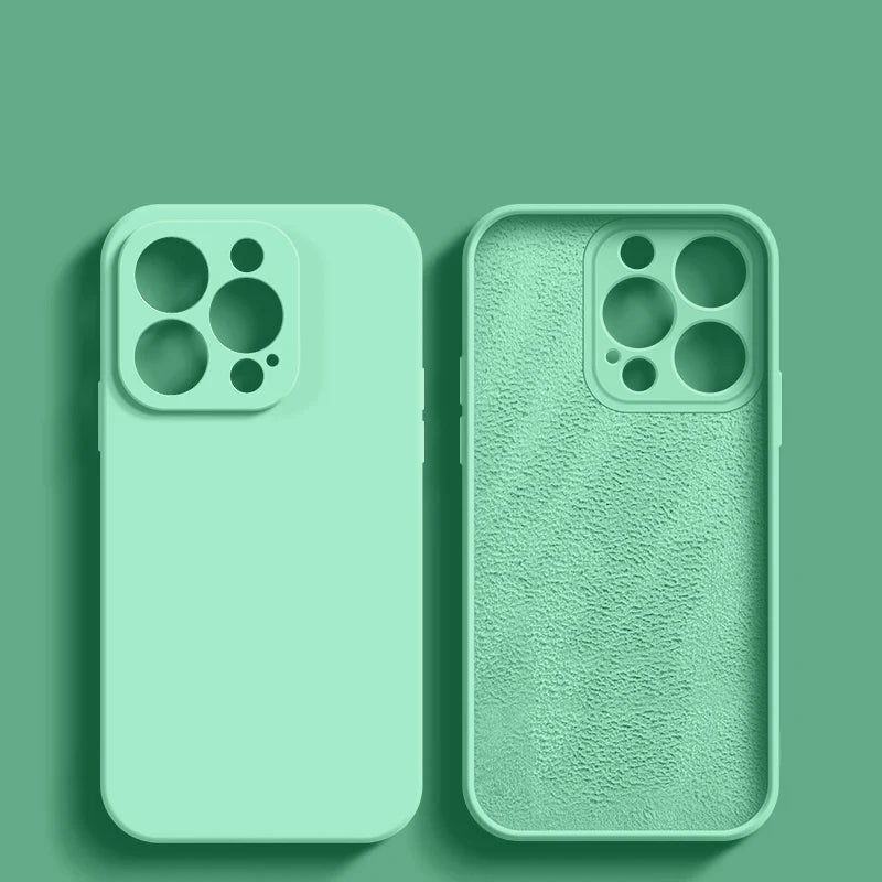 Luxury Liquid Silicone Phone Case For iPhone 11 13 12 14 15 Pro Max Cases Shockproof Back Cover For iPhone 15 Plus Accessories - Slobuy