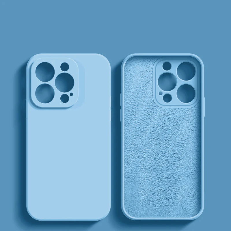 Luxury Liquid Silicone Phone Case For iPhone 11 13 12 14 15 Pro Max Cases Shockproof Back Cover For iPhone 15 Plus Accessories - Slobuy