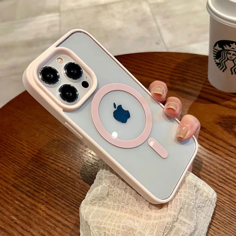 Luxury Magsafe Transparent Phone Case For iPhone 15 14 11 12 13 Pro Max Plus Mini Magnetic Wireless Charge Clear Cases Cover - Slobuy