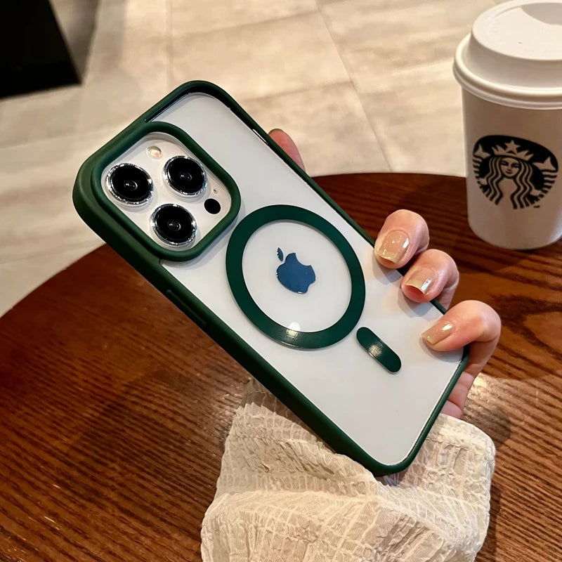 Luxury Magsafe Transparent Phone Case For iPhone 15 14 11 12 13 Pro Max Plus Mini Magnetic Wireless Charge Clear Cases Cover - Slobuy