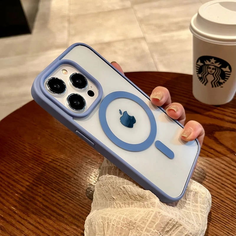 Luxury Magsafe Transparent Phone Case For iPhone 15 14 11 12 13 Pro Max Plus Mini Magnetic Wireless Charge Clear Cases Cover - Slobuy