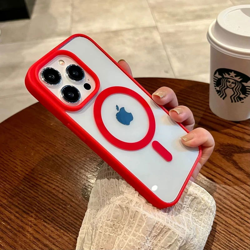 Luxury Magsafe Transparent Phone Case For iPhone 15 14 11 12 13 Pro Max Plus Mini Magnetic Wireless Charge Clear Cases Cover - Slobuy