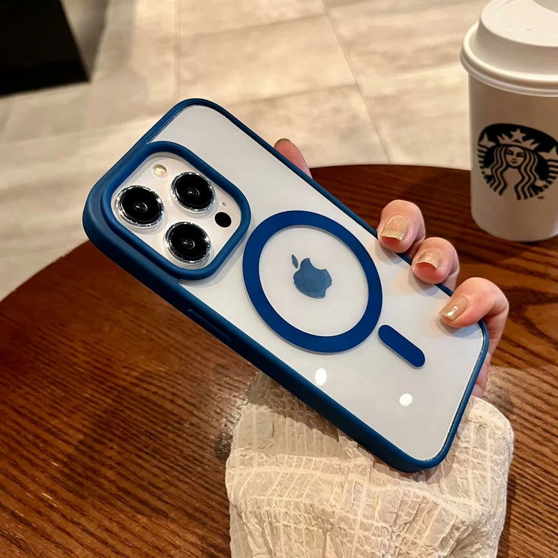 Luxury Magsafe Transparent Phone Case For iPhone 15 14 11 12 13 Pro Max Plus Mini Magnetic Wireless Charge Clear Cases Cover - Slobuy