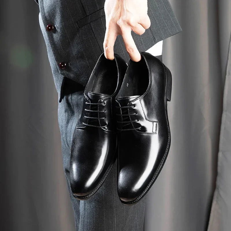 Luxury Mens Leather Shoes High Quality Men's Shoes Pointed Oxford Wedding Leather Men Dress Shoes 2023 Gentleman Office Man Shoe - Slobuy