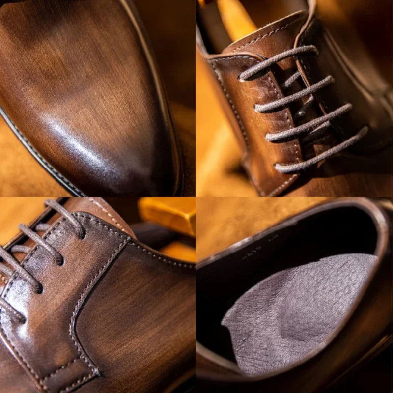 Luxury Mens Leather Shoes High Quality Men's Shoes Pointed Oxford Wedding Leather Men Dress Shoes 2023 Gentleman Office Man Shoe - Slobuy