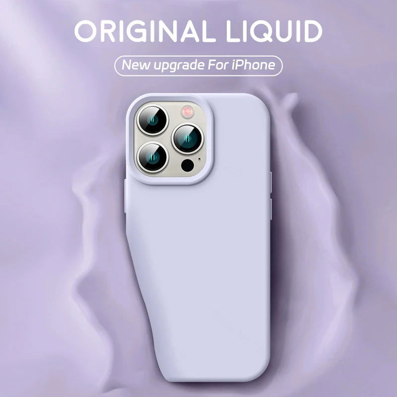 Luxury Original Liquid Silicone Case For iPhone 15 14 13 12 11 Pro Max  Plus Phone Cases Shockproof Soft Back Cover Accessories - Slobuy