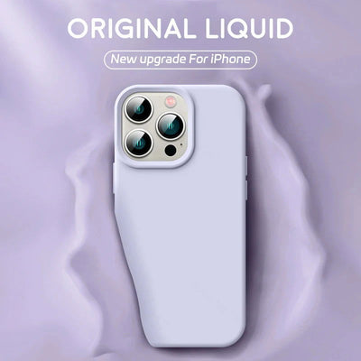 Luxury Original Liquid Silicone Case For iPhone 15 14 13 12 11 Pro Max  Plus Phone Cases Shockproof Soft Back Cover Accessories - Slobuy