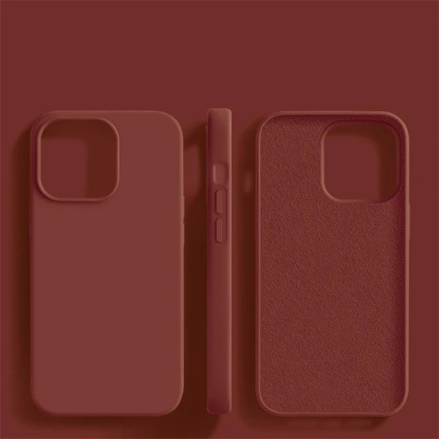 Luxury Original Liquid Silicone Case For iPhone 15 14 13 12 11 Pro Max  Plus Phone Cases Shockproof Soft Back Cover Accessories - Slobuy