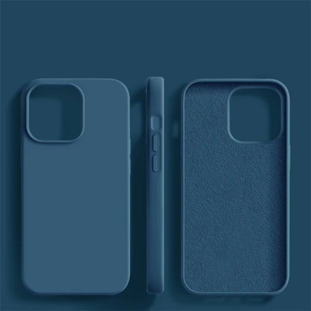 Luxury Original Liquid Silicone Case For iPhone 15 14 13 12 11 Pro Max  Plus Phone Cases Shockproof Soft Back Cover Accessories - Slobuy