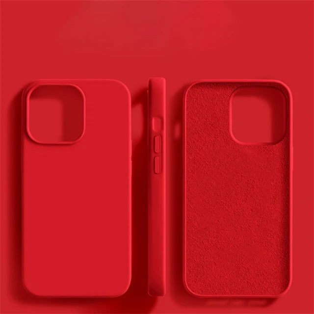 Luxury Original Liquid Silicone Case For iPhone 15 14 13 12 11 Pro Max  Plus Phone Cases Shockproof Soft Back Cover Accessories - Slobuy