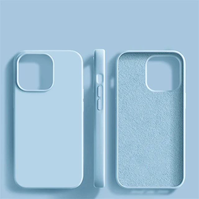 Luxury Original Liquid Silicone Case For iPhone 15 14 13 12 11 Pro Max  Plus Phone Cases Shockproof Soft Back Cover Accessories - Slobuy