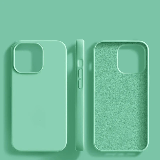 Luxury Original Liquid Silicone Case For iPhone 15 14 13 12 11 Pro Max  Plus Phone Cases Shockproof Soft Back Cover Accessories - Slobuy
