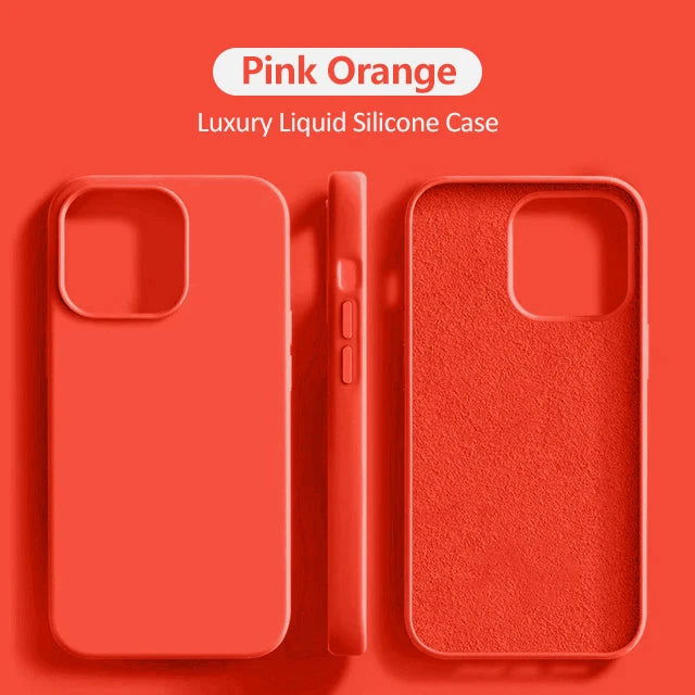 Luxury Original Liquid Silicone Case For iPhone 15 14 13 12 11 Pro Max  Plus Phone Cases Shockproof Soft Back Cover Accessories - Slobuy