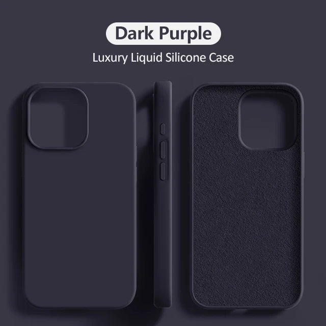 Luxury Original Liquid Silicone Case For iPhone 15 14 13 12 11 Pro Max  Plus Phone Cases Shockproof Soft Back Cover Accessories - Slobuy