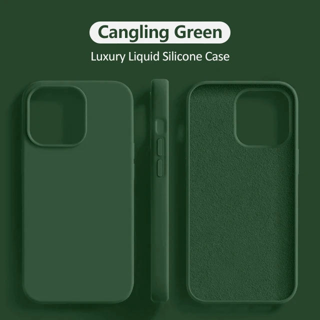 Luxury Original Liquid Silicone Case For iPhone 15 14 13 12 11 Pro Max  Plus Phone Cases Shockproof Soft Back Cover Accessories - Slobuy