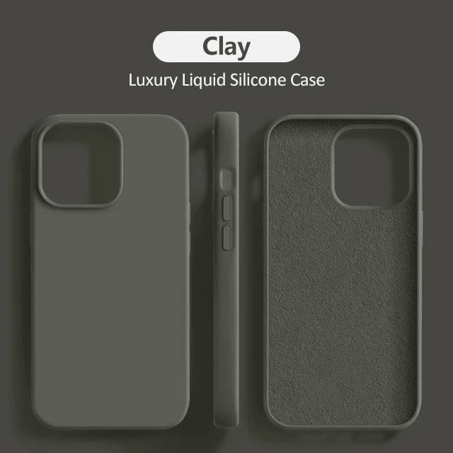 Luxury Original Liquid Silicone Case For iPhone 15 14 13 12 11 Pro Max  Plus Phone Cases Shockproof Soft Back Cover Accessories - Slobuy