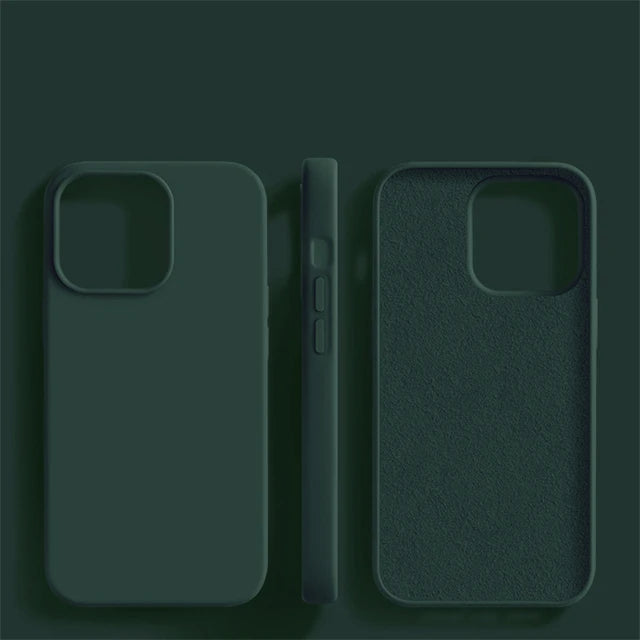 Luxury Original Liquid Silicone Case For iPhone 15 14 13 12 11 Pro Max  Plus Phone Cases Shockproof Soft Back Cover Accessories - Slobuy